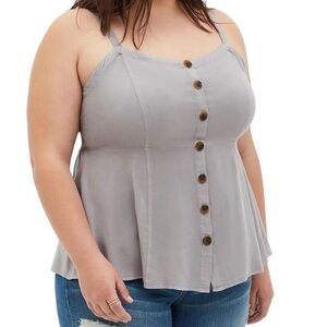 Torrid Grey Wash Twill Fit & Flare Button Front